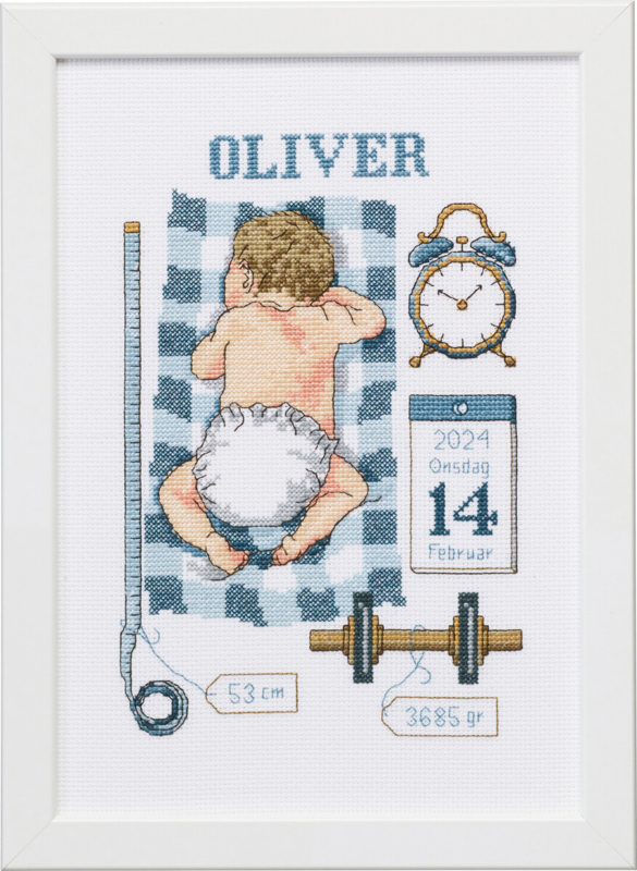 Broderisett Dåpsminne Oliver 21 x 30 cm