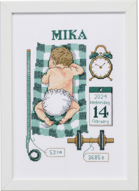 Broderisett Dåpsminne Mika 21 x 30 cm