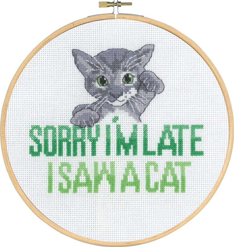 Broderisett Sorry I´m late Katt 5810/20 20 Ø