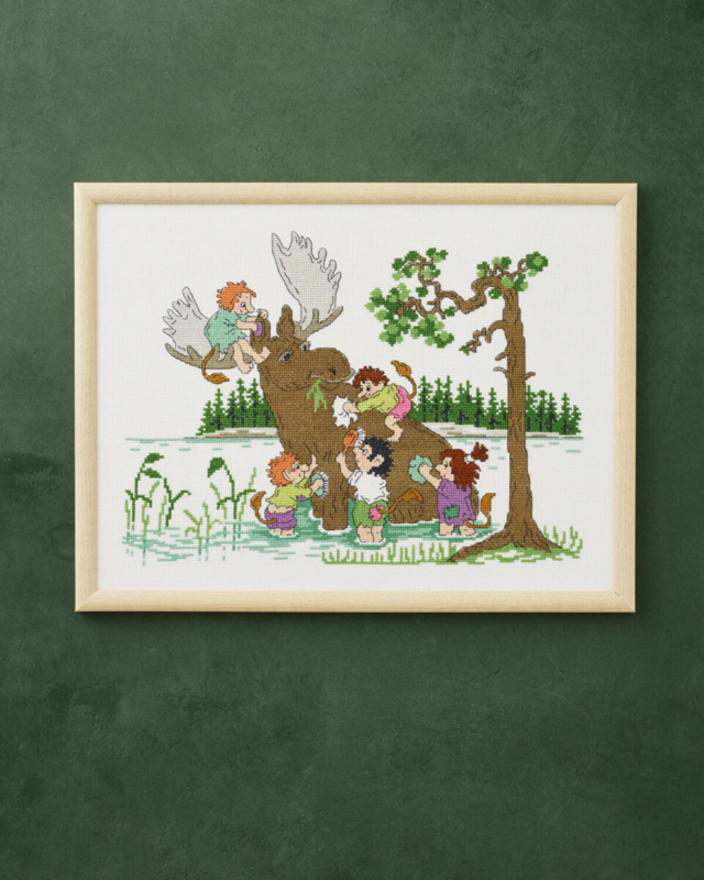 Broderisett Elg vask 40 x 30 cm