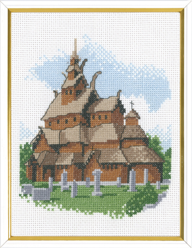 Broderisett Stavkirke R5611 17 x 22 cm