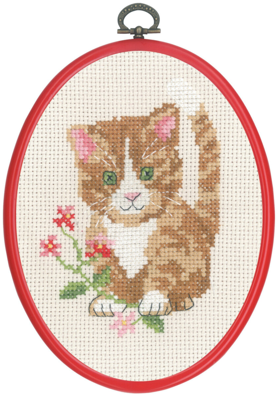 Broderisett Rød katt m/5959/30 13x18 cm