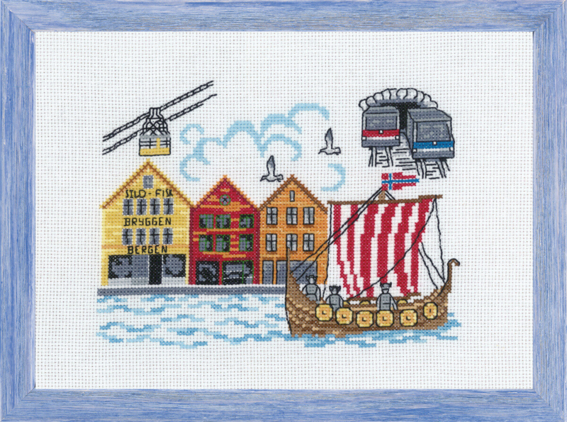 Broderisett Bryggen Bergen R5386 28 x 20 cm