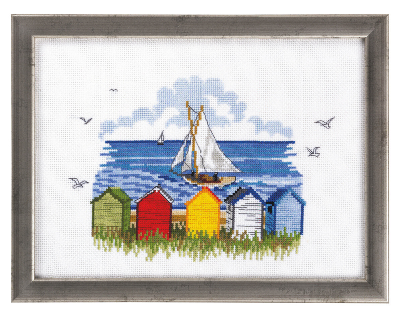 Broderisett Seilskip fra land 21 x 29 cm R5365