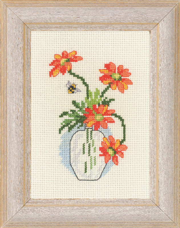 Broderisett Gul Krysantemum M5406 13 x 18 cm