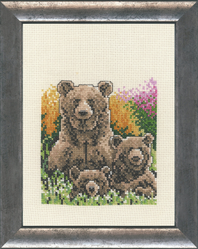 Broderisett Bjørn m. unger R5300/00 16 x 21 cm
