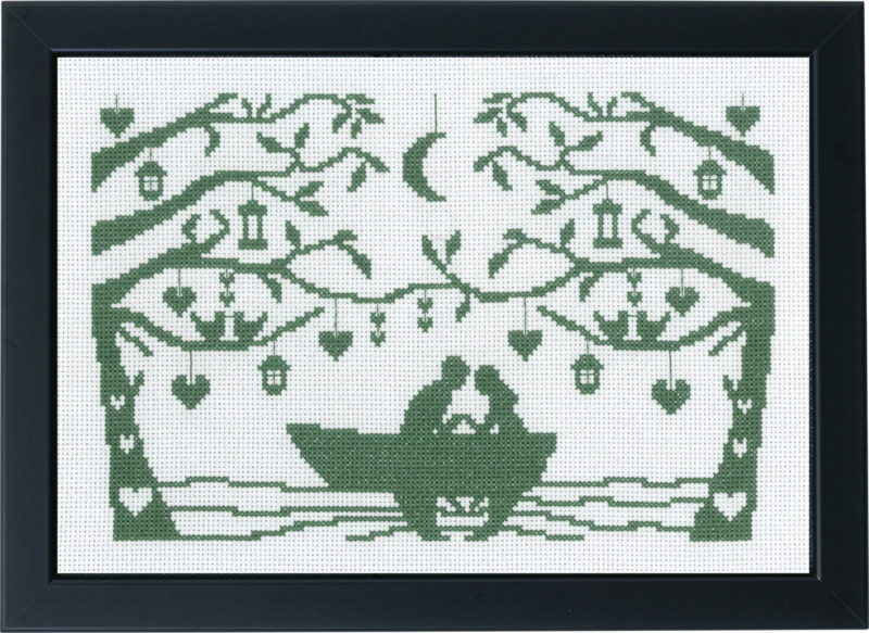 Broderisett Par i robåt 29 x 20 cm