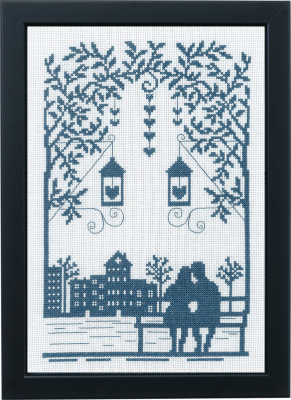Broderisett Par på benk 29 x 20 cm