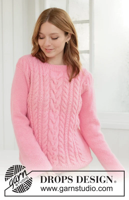 267-13 Pink Marshmallow Sweater by DROPS Design