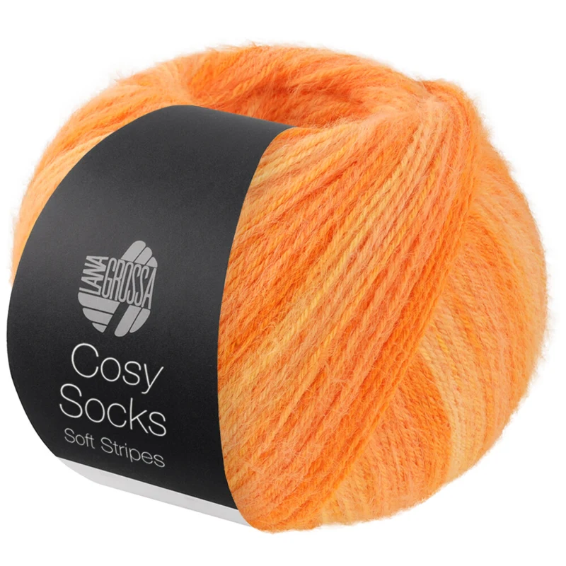 Lana Grossa Cosy Socks Soft Stripes 112 Lys oransje/mandarin/oransje