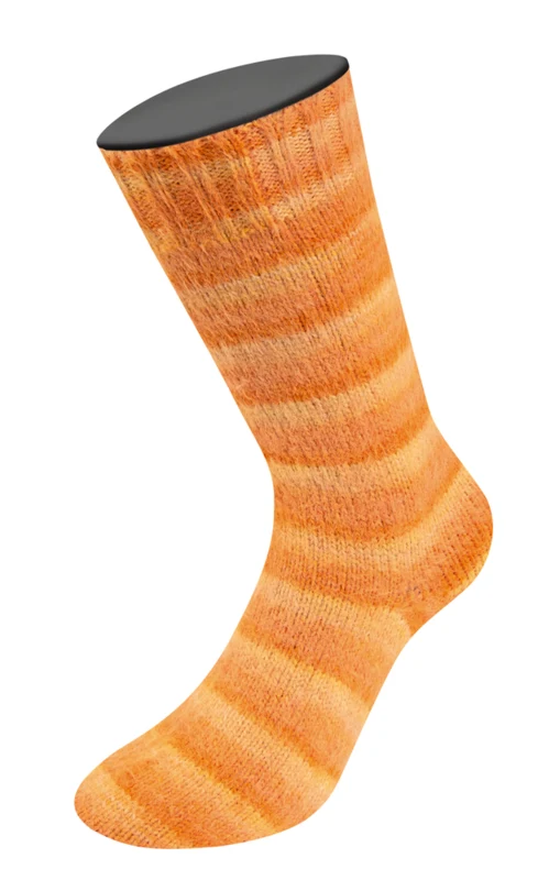 Lana Grossa Cosy Socks Soft Stripes 112 Lys oransje/mandarin/oransje