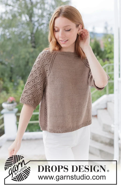 268-10 Tea Time Lace Sweater by DROPS Design