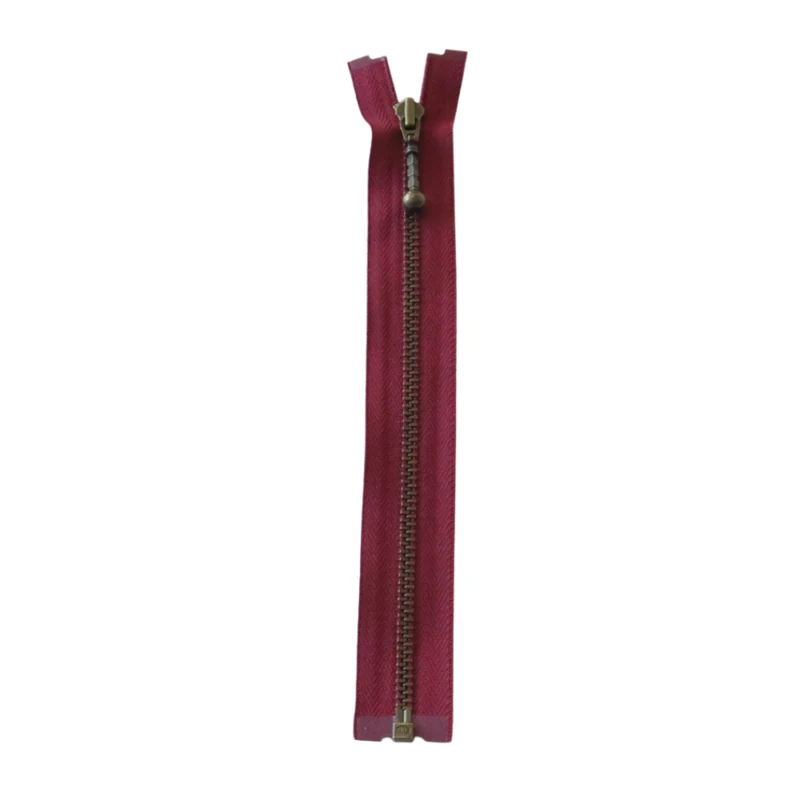 YKK Delbar Glidelås Metall 4 mm (25-65 cm) 527 Bordeaux, Antikk messing