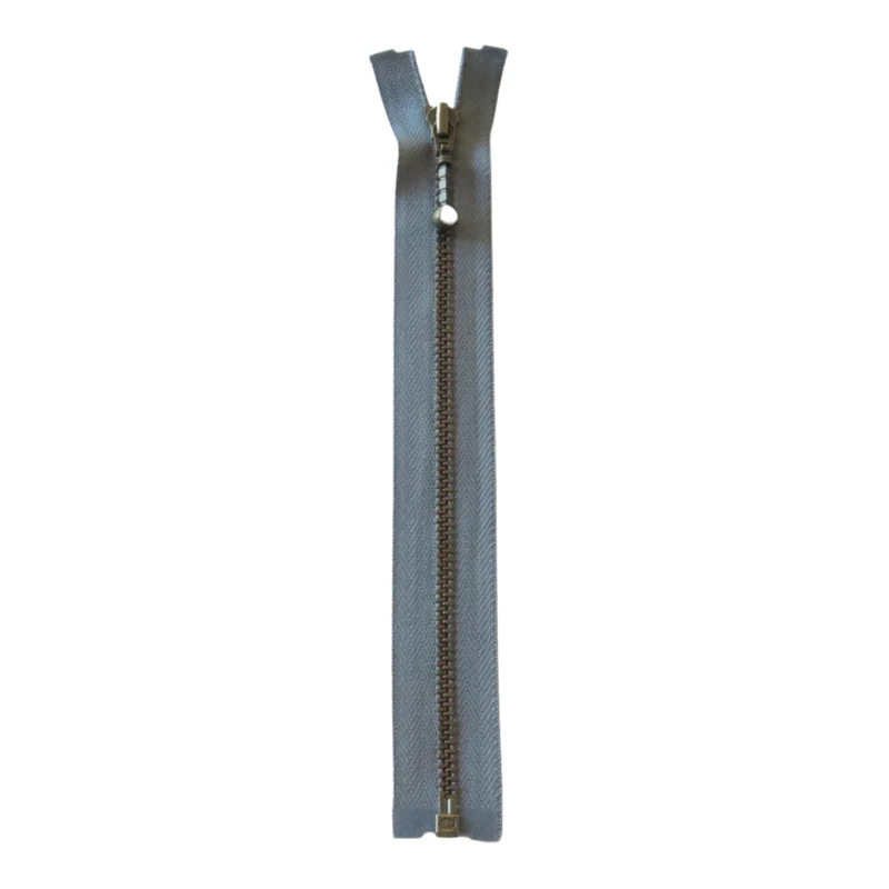YKK Delbar Glidelås Metall 4 mm (25-65 cm) 578 Grå, Antikk messing