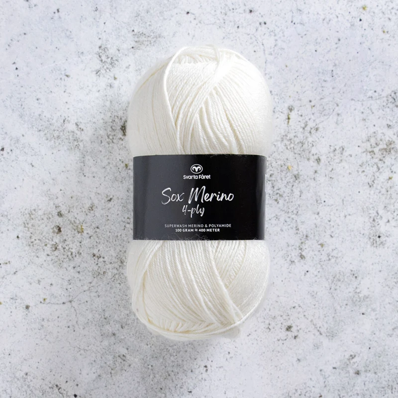 Svarta Fåret Sox Merino 4 ply 00 Naturlig hvit