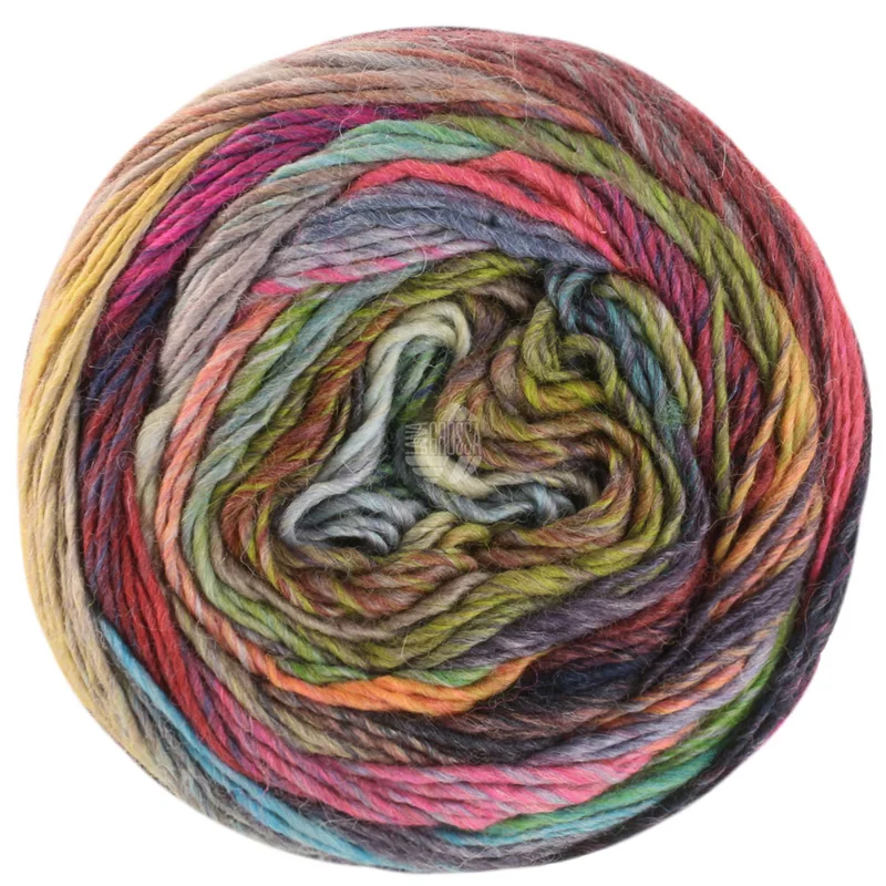 Lana Grossa Colorissimo 217 Lime/Olivengrønn/Lys grå/Mørk grå/Gråblå/Taupe/Gråbrun/Grålilla/Rosa/Mørk grønn