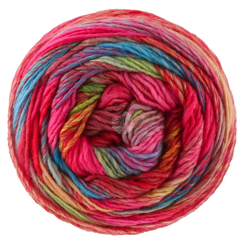 Lana Grossa Colorissimo 220 Rød/Fuksia/Turkis/Petrol/Rust/Kamel/Beige/Mørk grønn/Lys grønn/Grønn