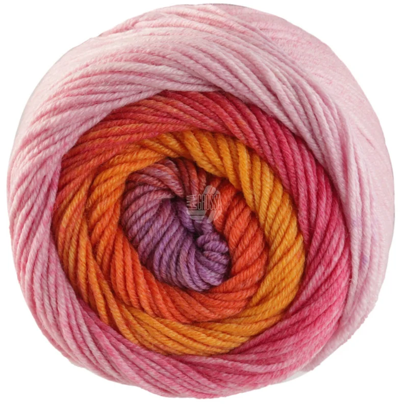 Lana Grossa Cool Wool Big Color 4039 Rosa/oransje/sandgul/rust/grålilla