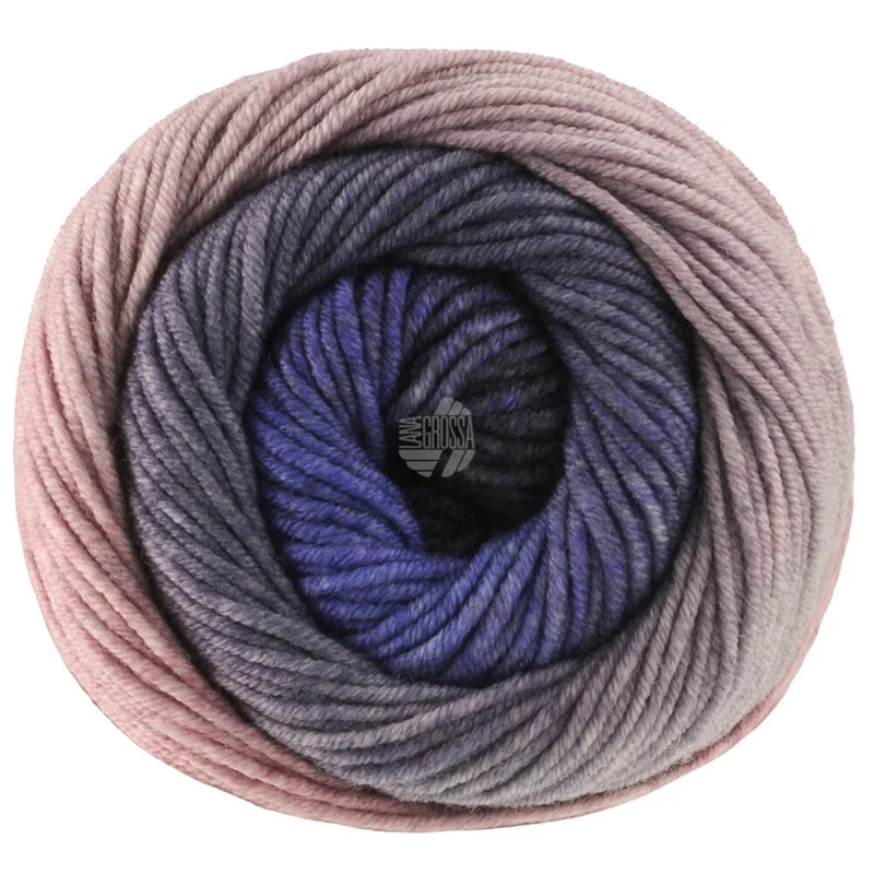 Lana Grossa Cool Wool Big Color 4047 Plomme/koksgrå/koboltblå/blågrå/grålilla