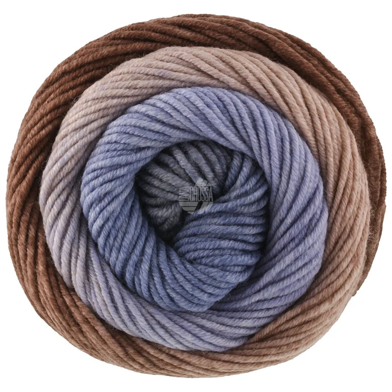 Lana Grossa Cool Wool Big Color 4050 Taupe/gråbrun/gråblå/marineblå/himmelblå