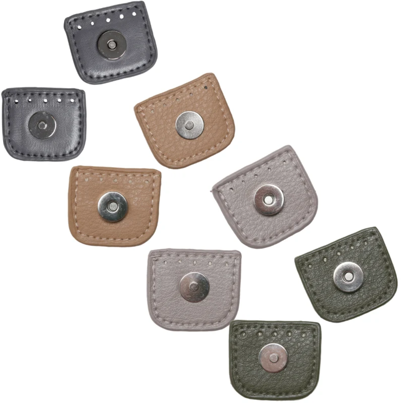 Go Handmade Magnetiskt Trycklås 4 cm Grå, aprikos, beige og grønn med sølv