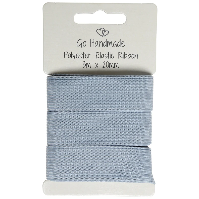 Go Handmade Elastisk Bånd: 3 m x 20 mm, Grå/blå