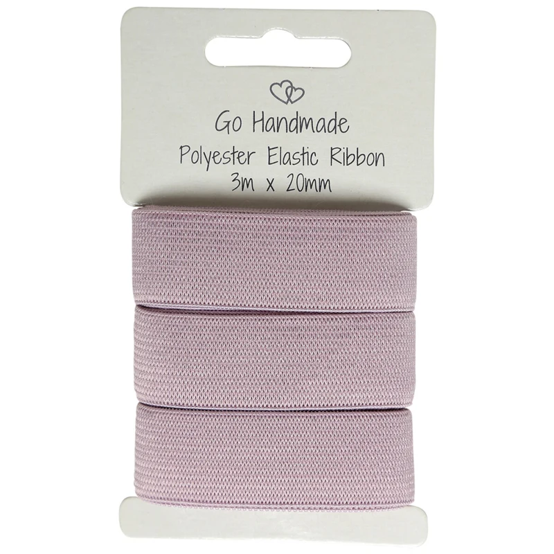 Go Handmade Elastisk Bånd: 3 m x 20 mm, Vintage rosa