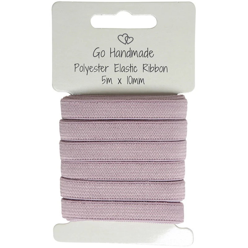 Go Handmade Elastisk Bånd: 5 m x 10 mm, Vintage rosa