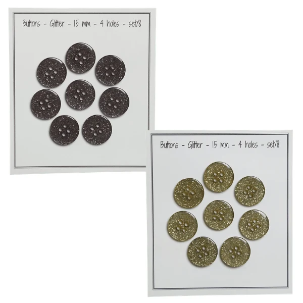 Go Handmade Glitterknapper 15 mm