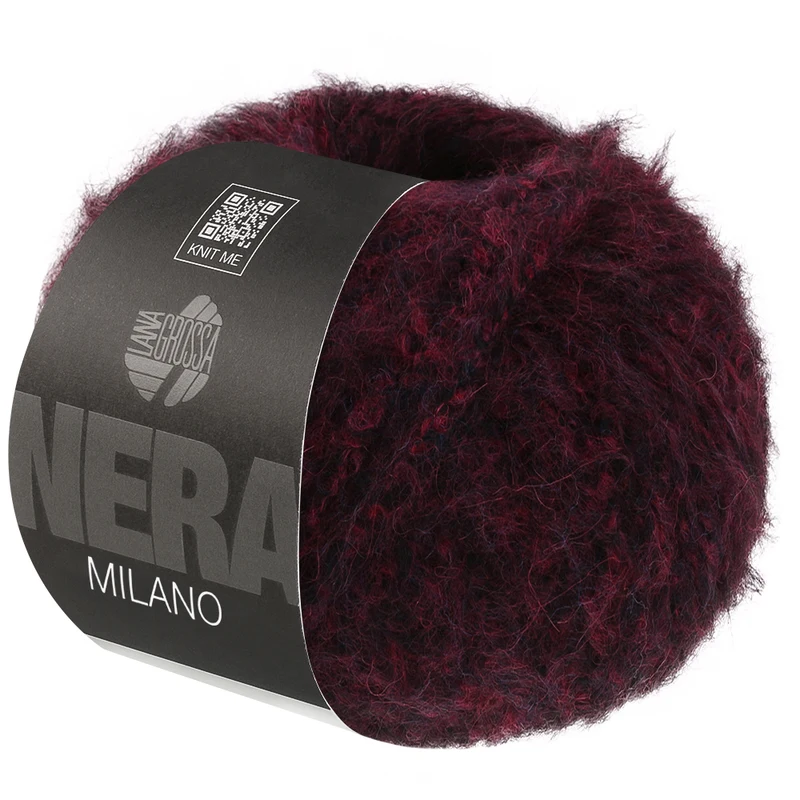 Lana Grossa Milano 12 Mørkerød/svartmelert