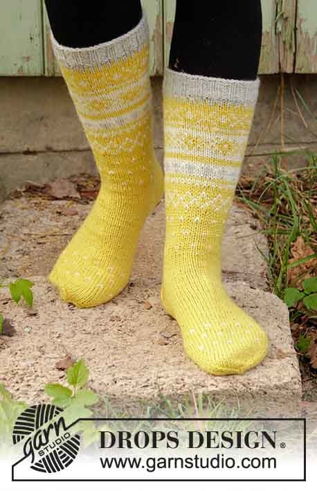 193-9 Lemon Pie Socks fra DROPS Design