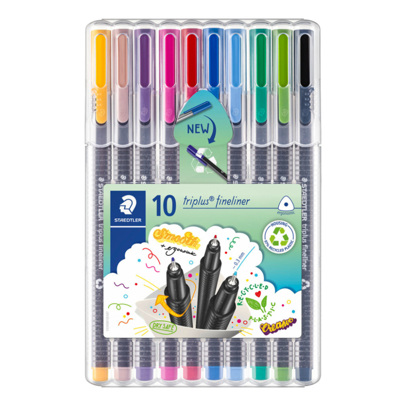 STAEDTLER Triplus fineliner 334 fargemarkører, 10 stk