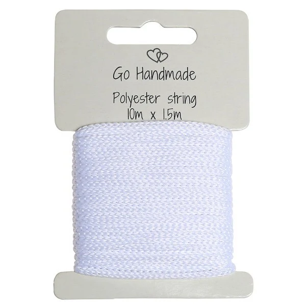 Go Handmade polyester snøre 10mx15mm hvit