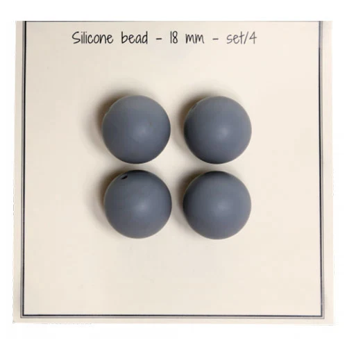 Go Handmade Silikone Perler 18 mm grå uni color