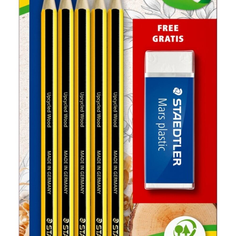STAEDTLER Noris Pencils HB & Eraser, 5 + 1 stk