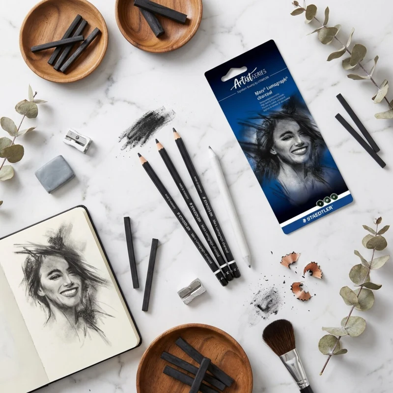 STAEDTLER mars lumograph kull & tegningsstubbe, 3 + 1 stk – Hovedbilde