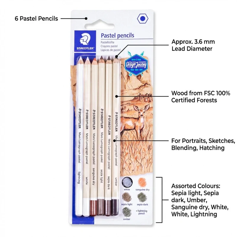 STAEDTLER mars lumograph pastellblyanter, 6 stk – P-SBK6