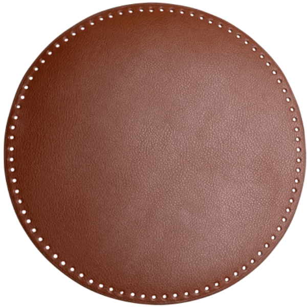 Go Handmade Veske/Kurv Bunn, PU-lær, Rund, 35 cm 22570 Brun