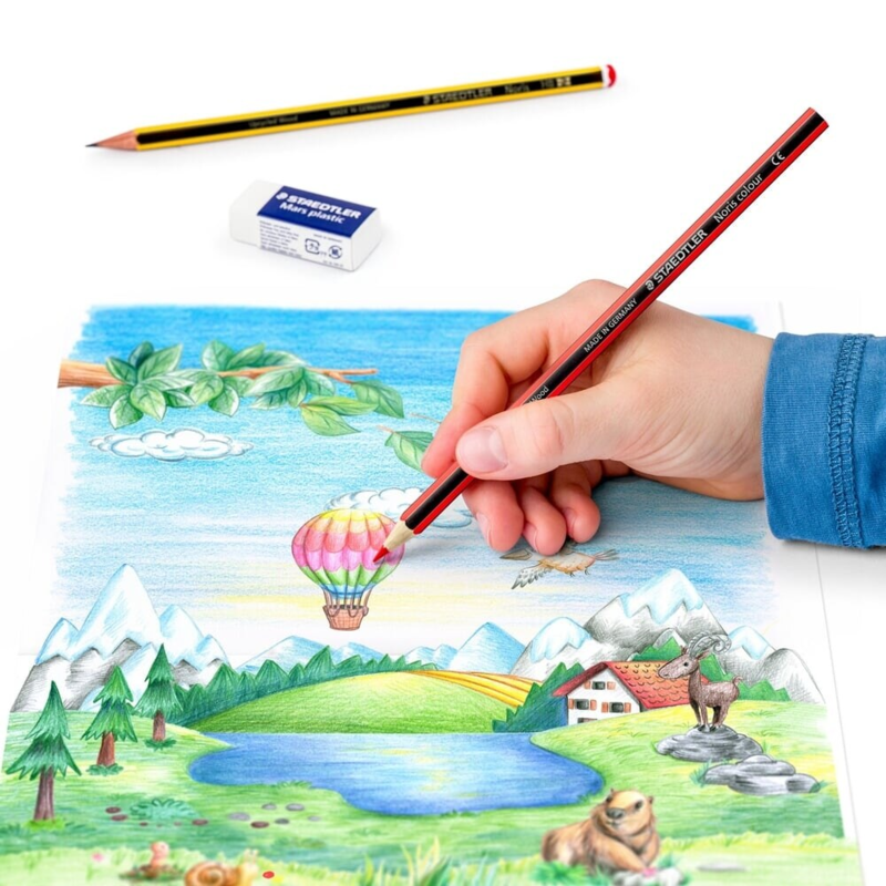STAEDTLER Noris Club Fargeblyanter + Blyant & viskelær, 12 + 2 stk