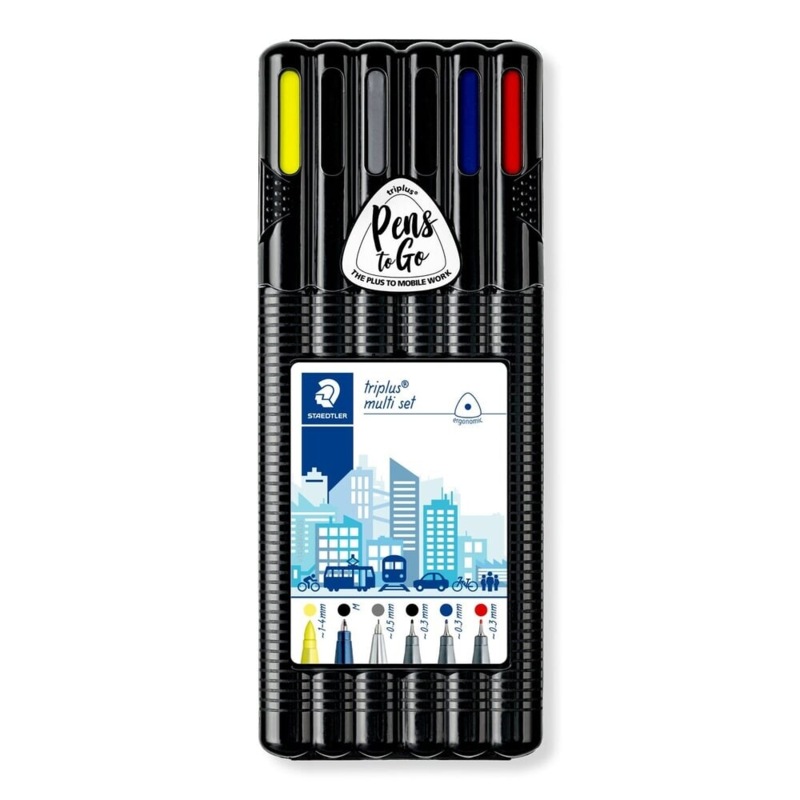 STAEDTLER triplus Black Box Multisett, 6 stk