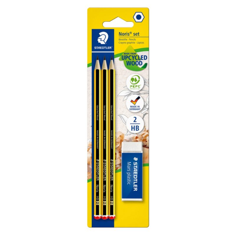 STAEDTLER Noris Blyanter & viskelær, 3 + 1 stk