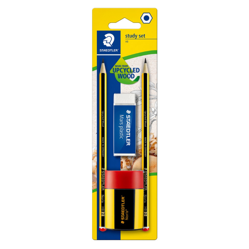 STAEDTLER Blyanter, viskelær og blyantspisser, 4 stk