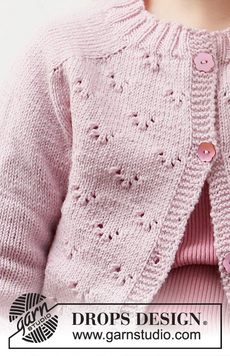 38-22 Pink Peony Cardigan by DROPS Design