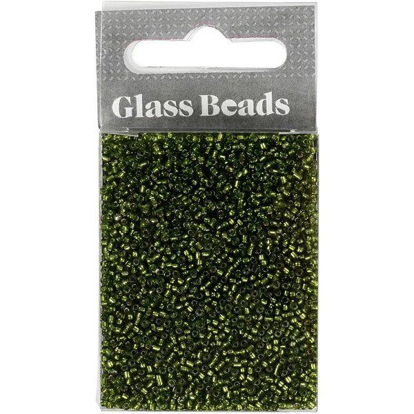 Rocaiperler, glassperler 1,7 mm Gress grønt