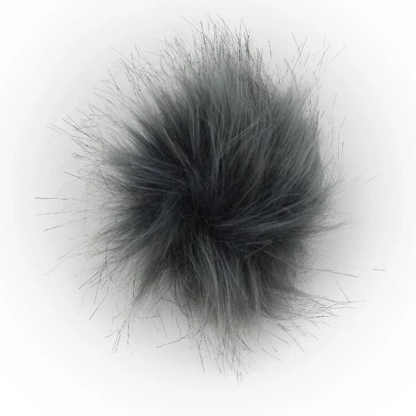 Pompon akryl, 12 cm Grå