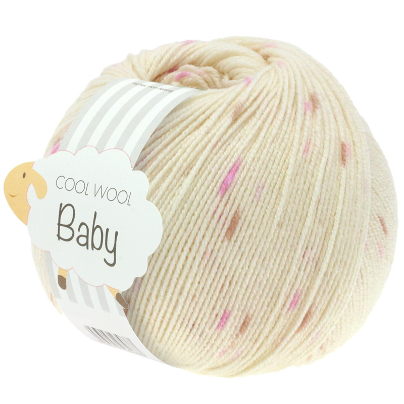 Lana Grossa Cool Wool Baby 353 Råhvit/Syrin/Rosa/Bær