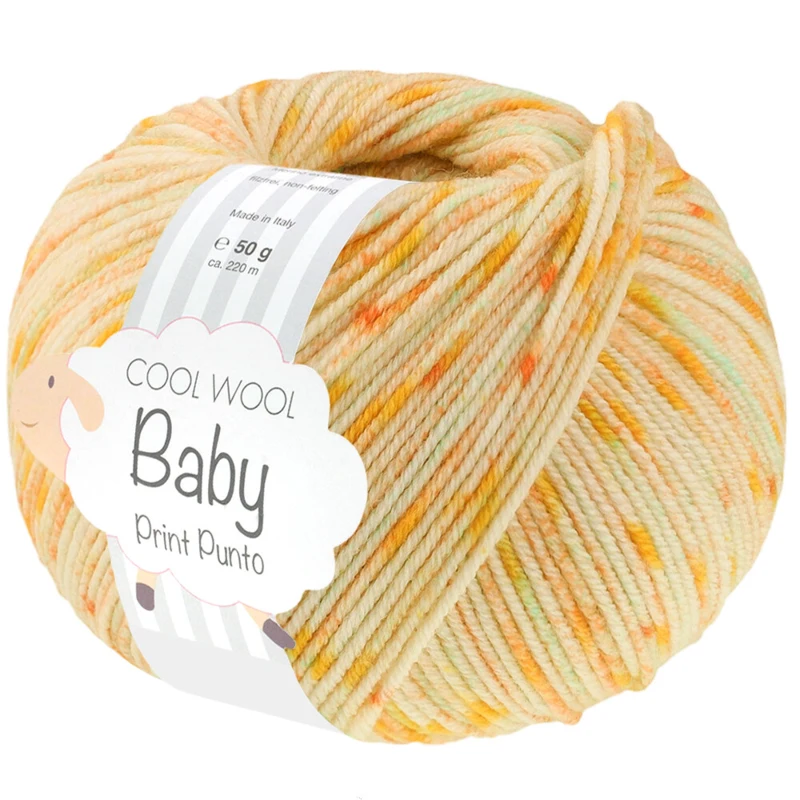Lana Grossa Cool Wool Baby 374 Sitrusgul/Gul/Turkis/Maigrønn