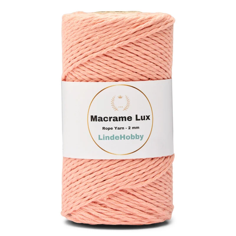 LindeHobby Macrame Lux, 2 mm Knytegarn 11 Lys rosa