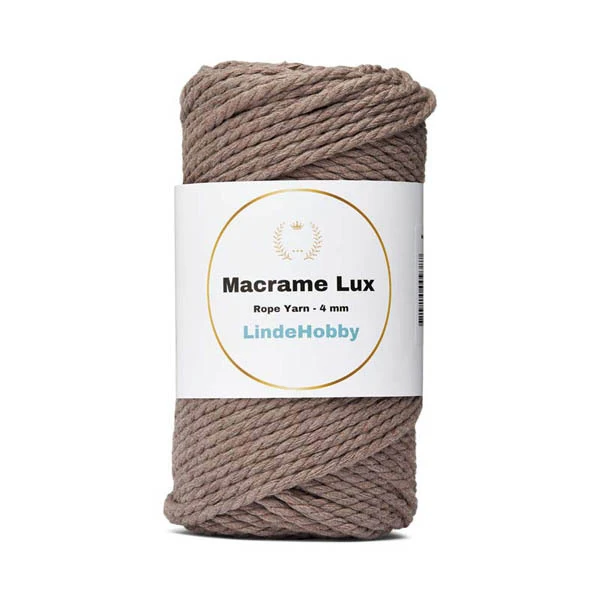LindeHobby Macrame Lux, Knytegarn, 4 mm Mørk beige
