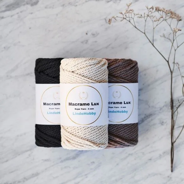 LindeHobby Macrame Lux, Knytegarn, 4 mm